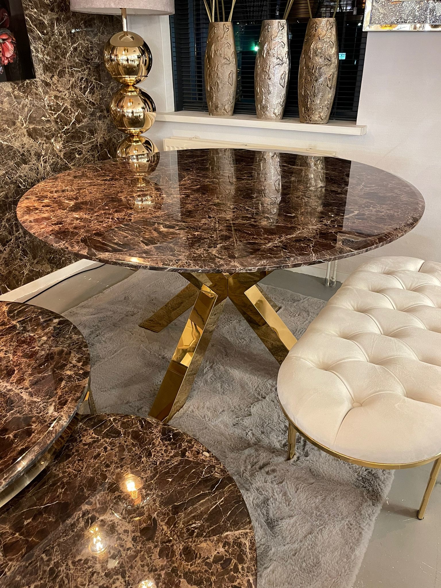 Eettafel Doblo - Marmer Bruin Goud