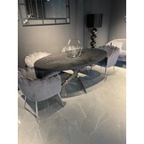 Eettafel Visgraat Ovaal - Black Bonito chrome poot