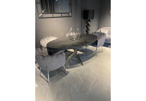 Eettafel Visgraat Ovaal - Black Bonito chrome poot