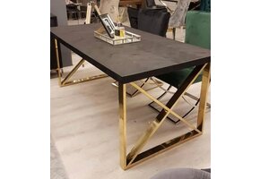 Eettafel Visgraat -  Black Bonito rechthoek  gouden poot