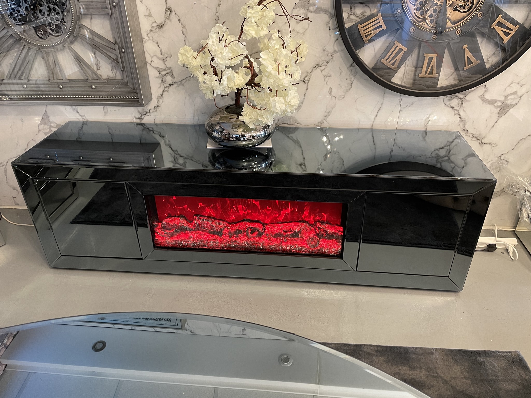 Tv-Meubel Sfeerhaard Blocci Mirror - Antraciet