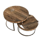 Salontafel Doblo Sleeper Wood - Diverse Kleuren (Glasplaat optioneel)