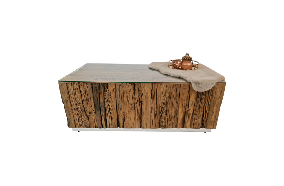 Salontafel Blocci - Sleeper Wood (glasplaat)