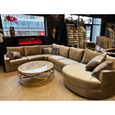Melody bankstel met ronde lounge taupe glans