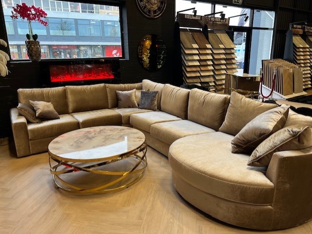 Melody bankstel met ronde lounge taupe glans