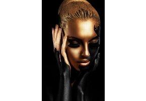 Plexiglas Schilderij zwart goud dame