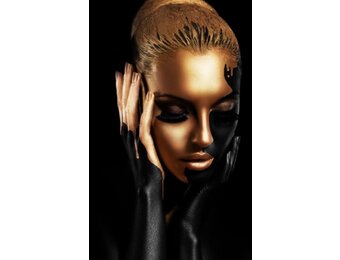 Plexiglas Schilderij zwart goud dame