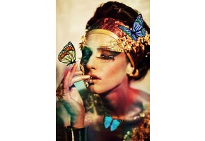 Plexiglas Schilderij dame vlinder