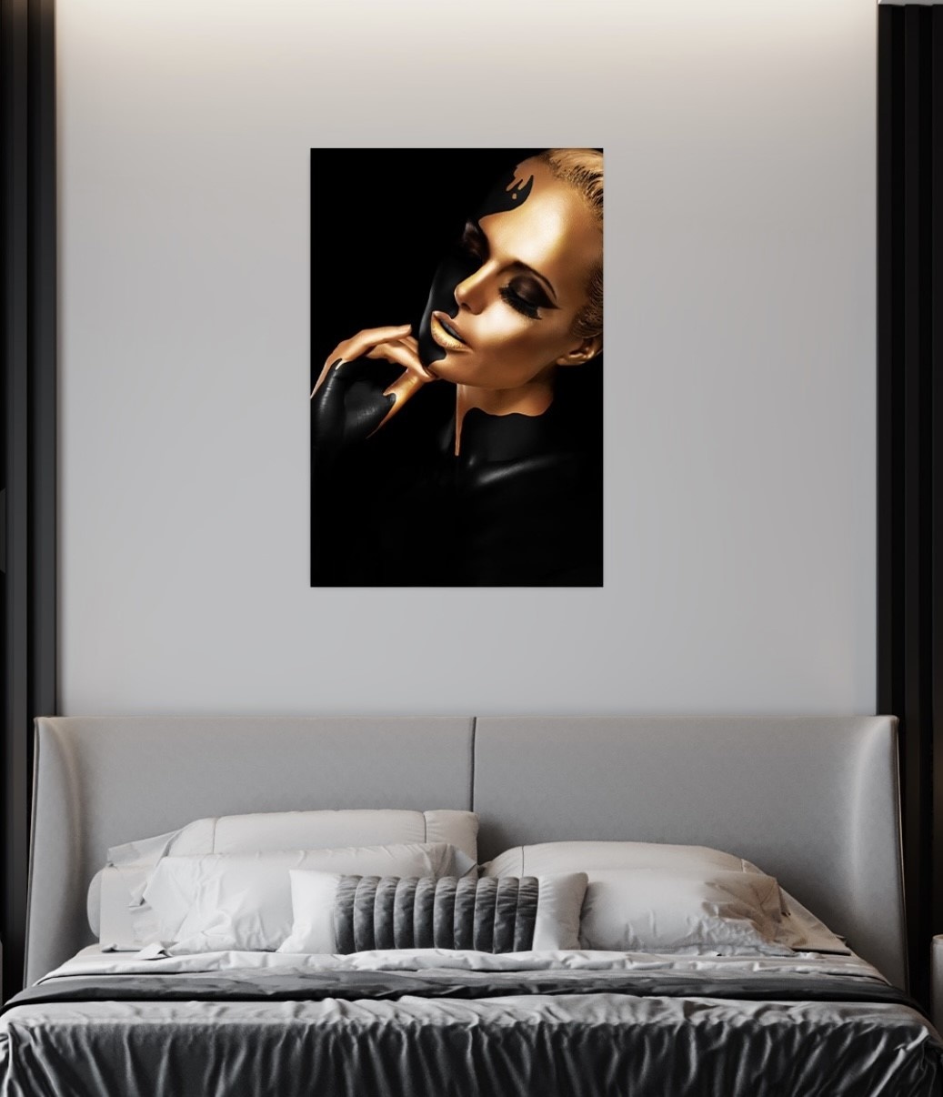 Plexiglas Schilderij zwart goud dame
