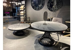 Meubelset spin zwart marmer rond