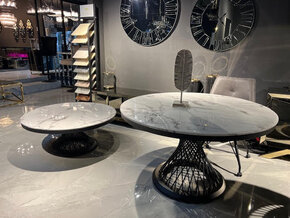 Meubelset spin zwart marmer rond