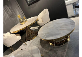 Meubelset spin goud marmer rond