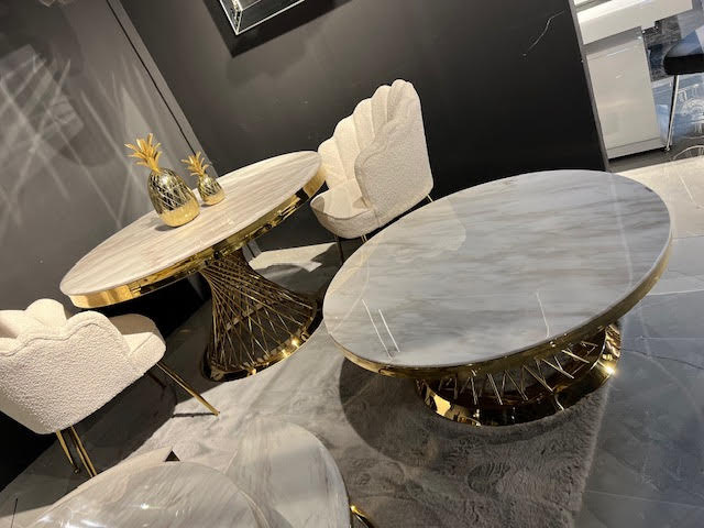 Meubelset spin goud marmer rond