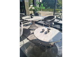 Meubelset spin zilver marmer rond