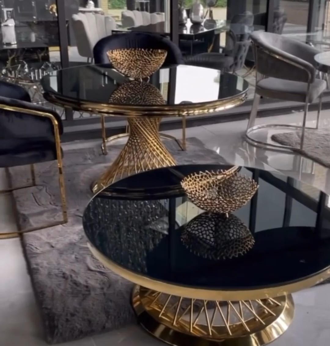 Meubelset spin goud marmer rond