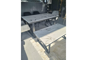 Marmer eettafel & salontafel