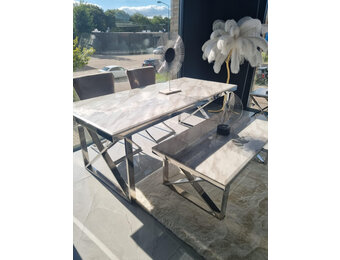 Marmer eettafel & salontafel