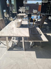Marmer eettafel & salontafel