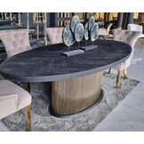 Secret gold metal black bonito eettafel ovaal