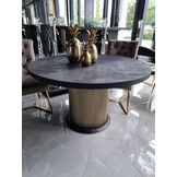 Secret gold metal black bonito eettafel rond