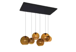 Hanglamp Knight -  bruin rook  6  lichts