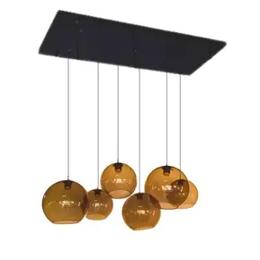 Hanglamp Knight -  bruin rook  6  lichts