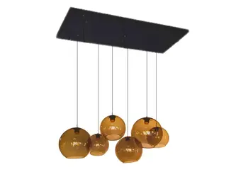 Hanglamp Knight -  bruin rook  6  lichts