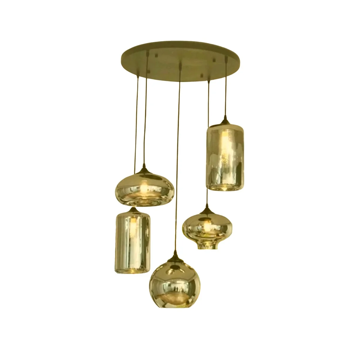Hanglamp Knight - Zilver smoke glas 7 mix lichts - Copy
