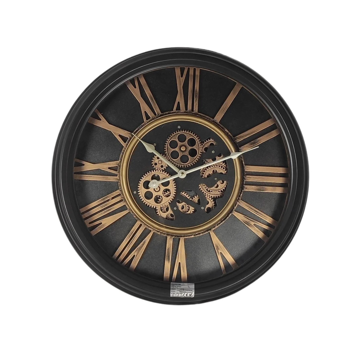 klok met draaiende tandwielen goud/zwart