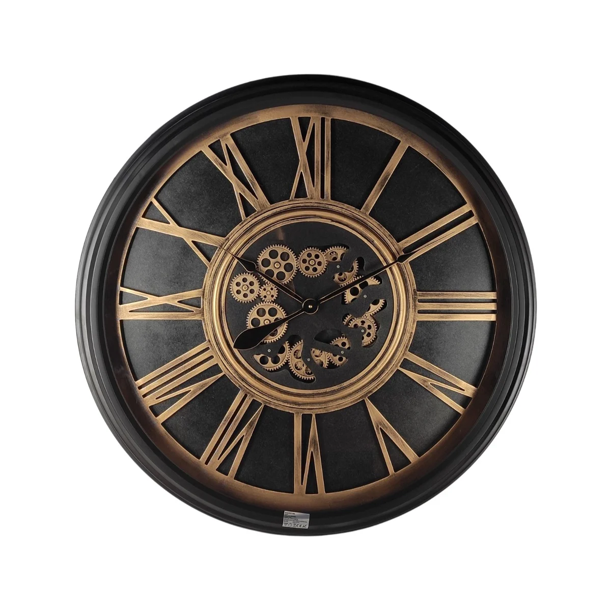 klok met draaiende tandwielen goud/zwart