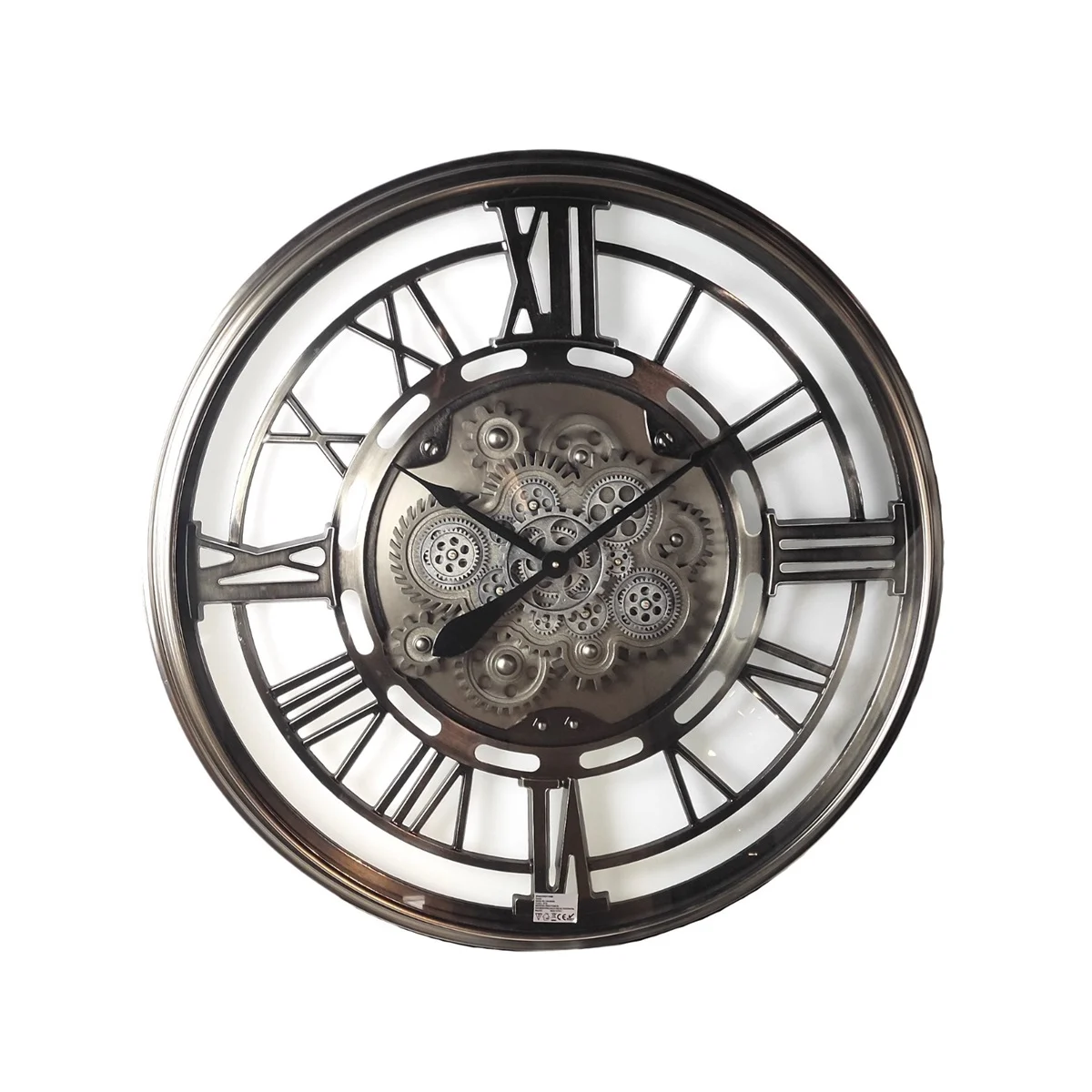 wandklok  met draaiende tandwielen