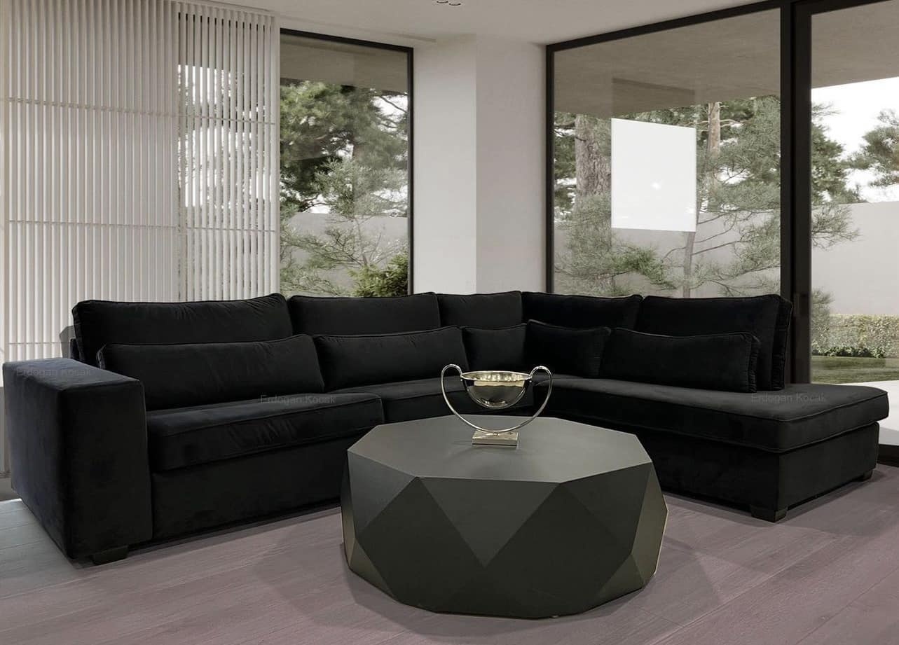 New bolton velvet hoekbank zwart