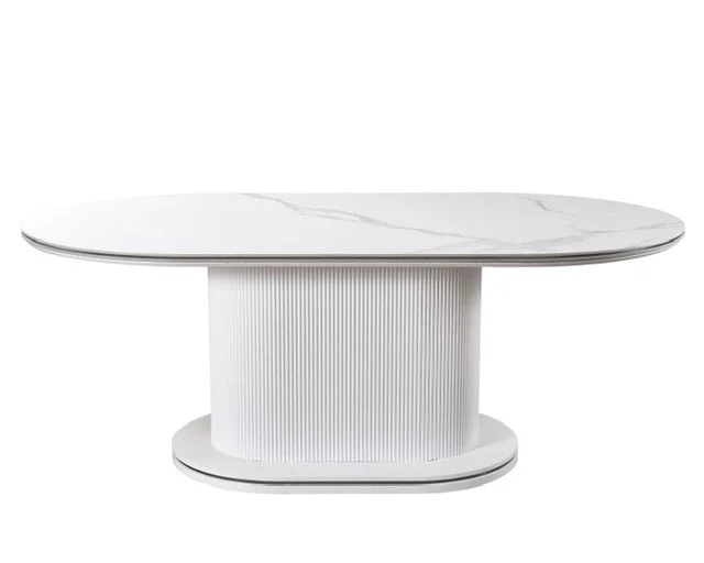 AQUA Keramiek Eettafel wit marmer/zwart