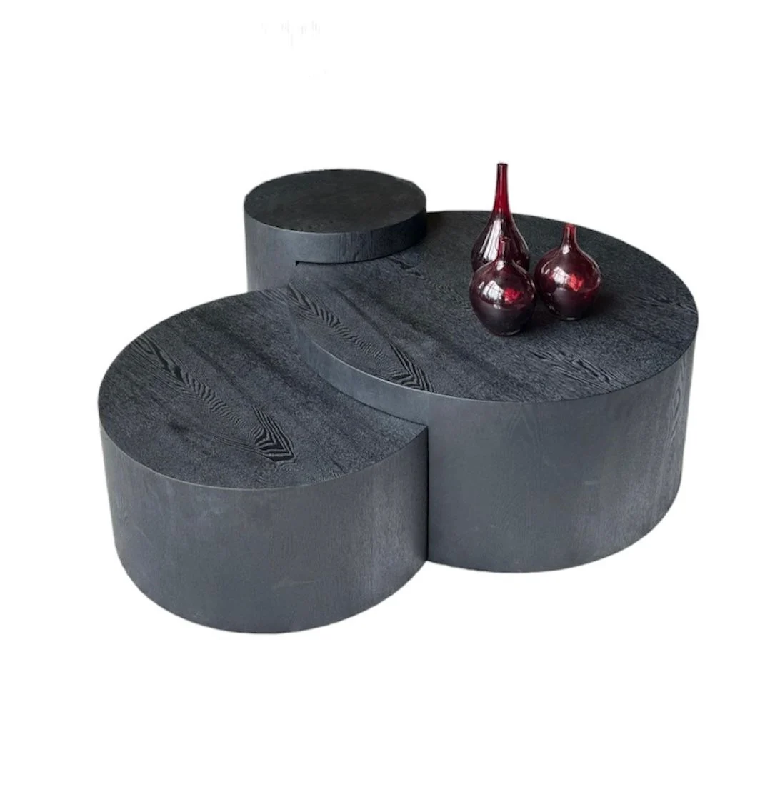 Drie delig zwart fineer salontafel