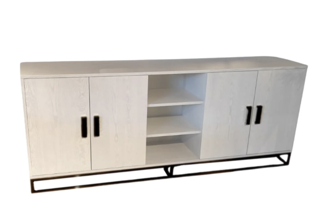 Dressoir Fineer wit crème/zwart
