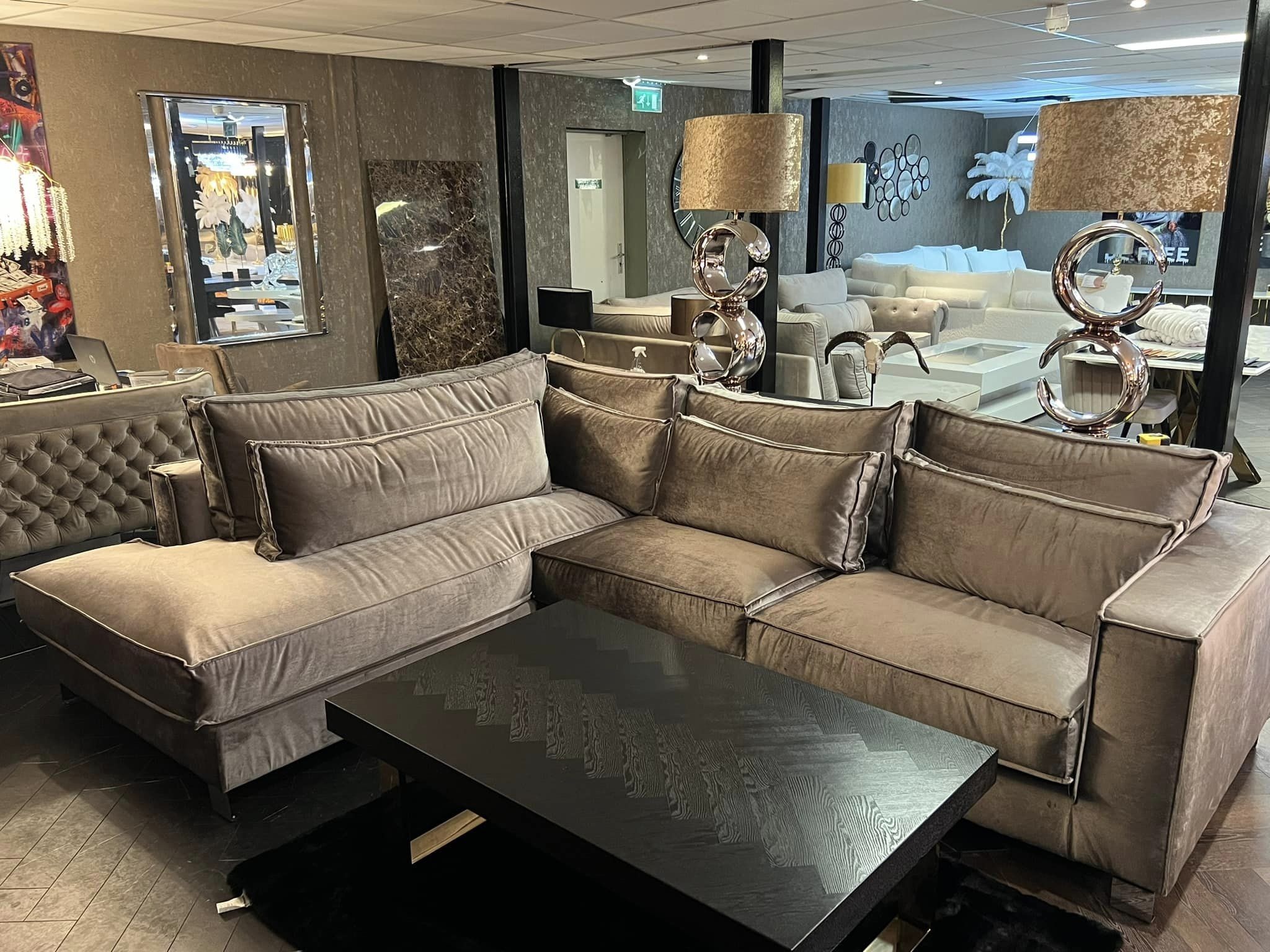 Hoekbank velvet taupe