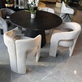 Chair baroni Japanse eetkamerstoel met teddystof wit