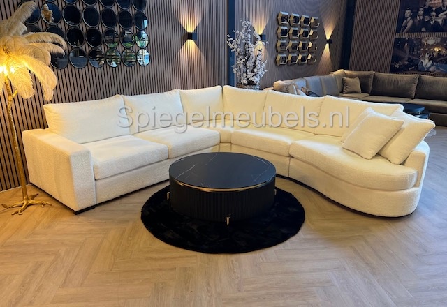 Nirvana gebogen teddy bankstel wit