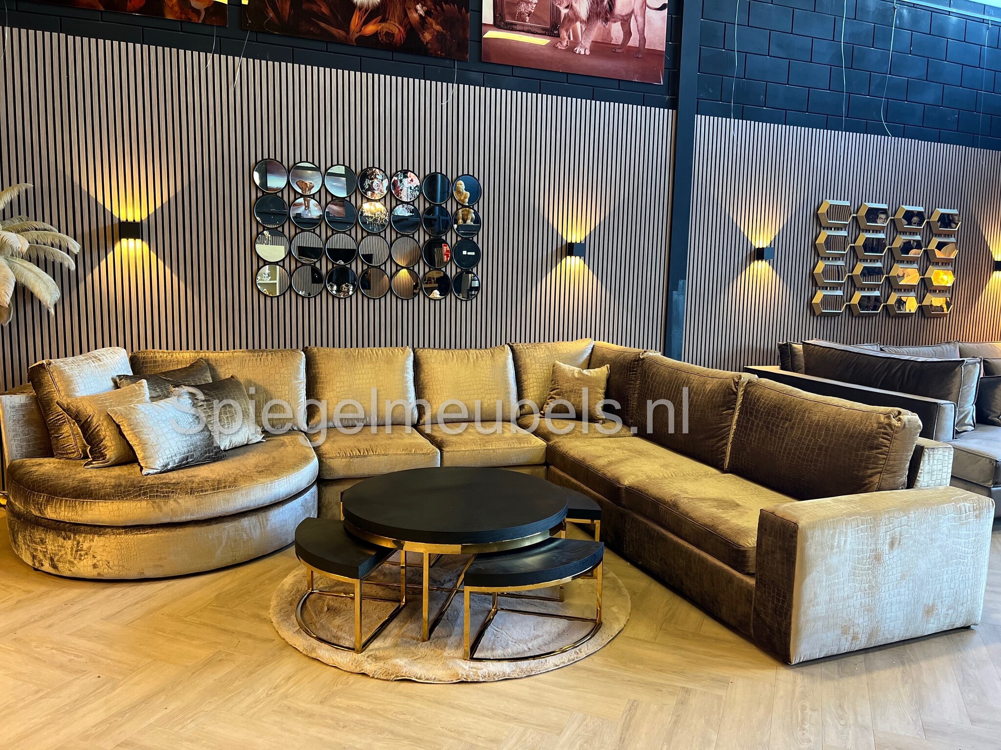 Melody croco u-bank met ronde lounge Taupe