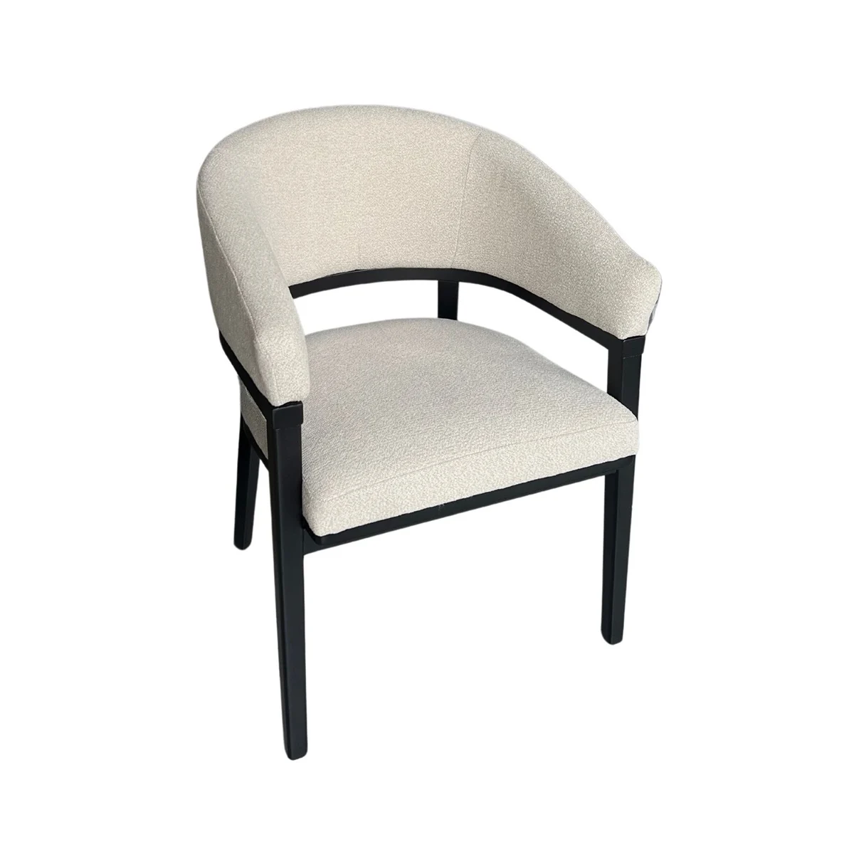 Japandi stijl eetkamerstoel  - Crème/Zwart