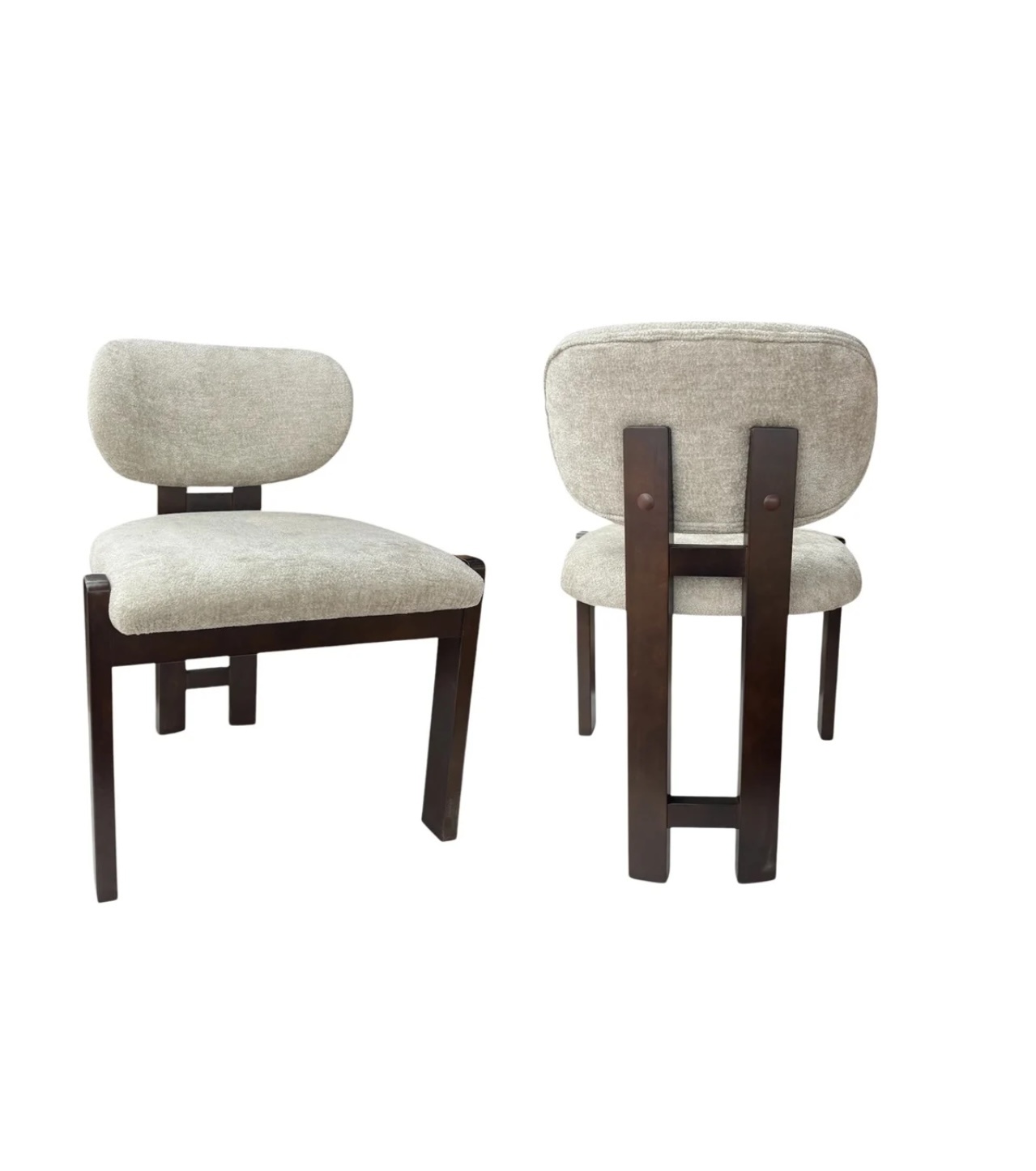 Japandi stijl eetkamerstoel Bruin/Crème