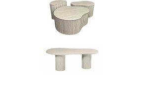 Travertine organische eettafel en salontafel