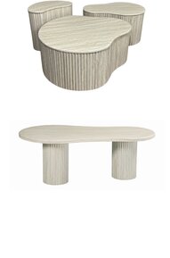 Travertine organische eettafel en salontafel