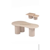 Japandi stijl organische eettafel en salontafel