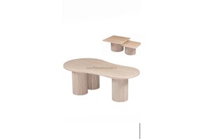 Travertine organische eettafel en salontafel