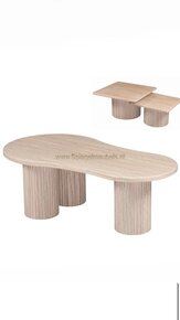 Travertine organische eettafel en salontafel