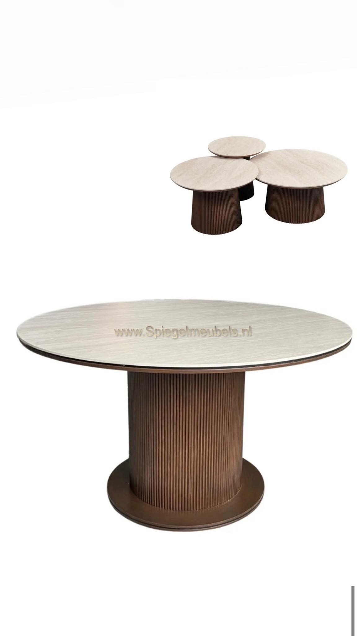 keramiek organische eettafel en salontafel