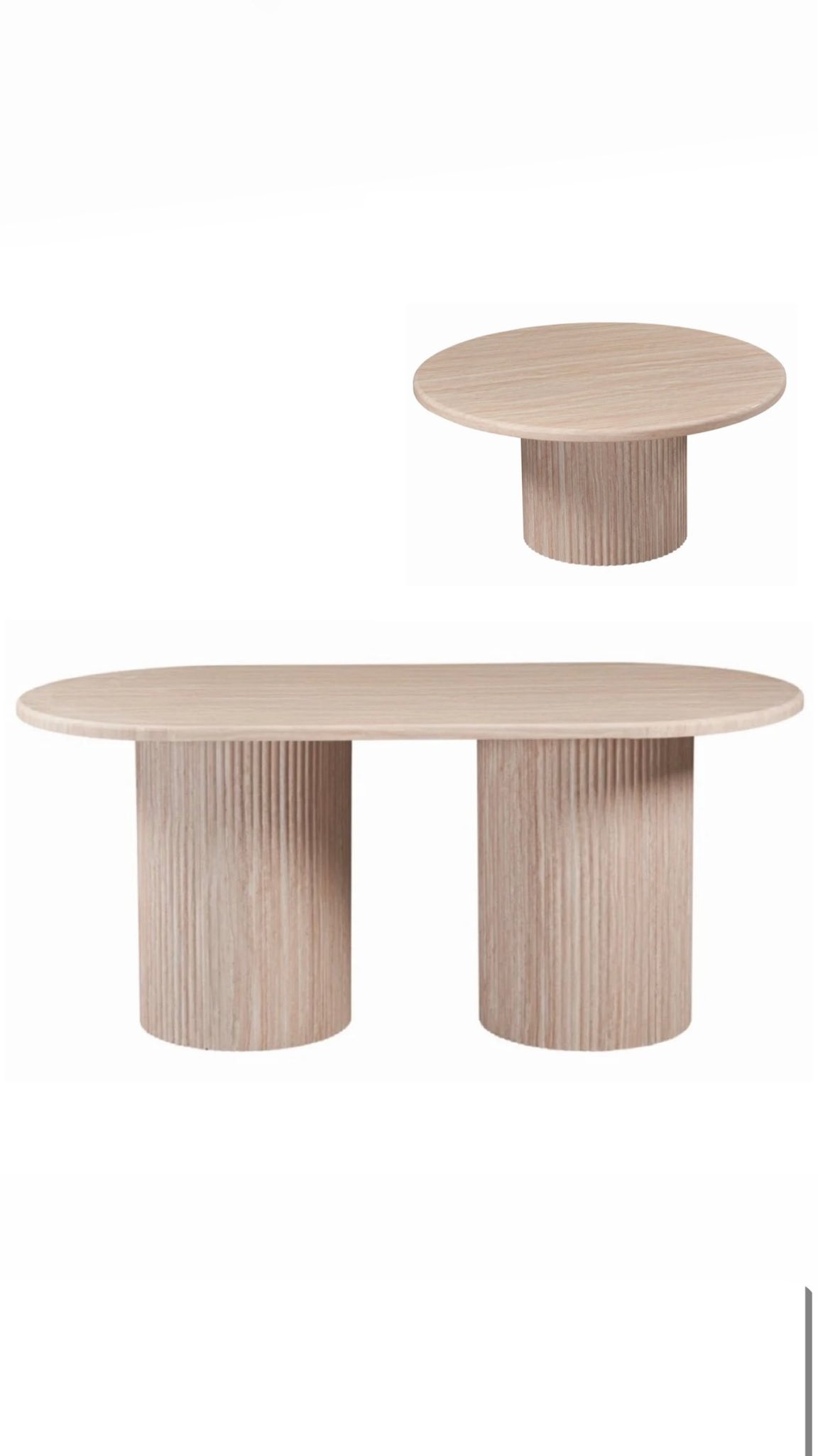 Japandi stijl organische eettafel en salontafel