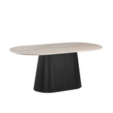 Japandi stijl organische eettafel en salontafel zwart