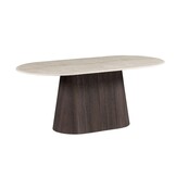 Japandi stijl organische eettafel en salontafel bruin